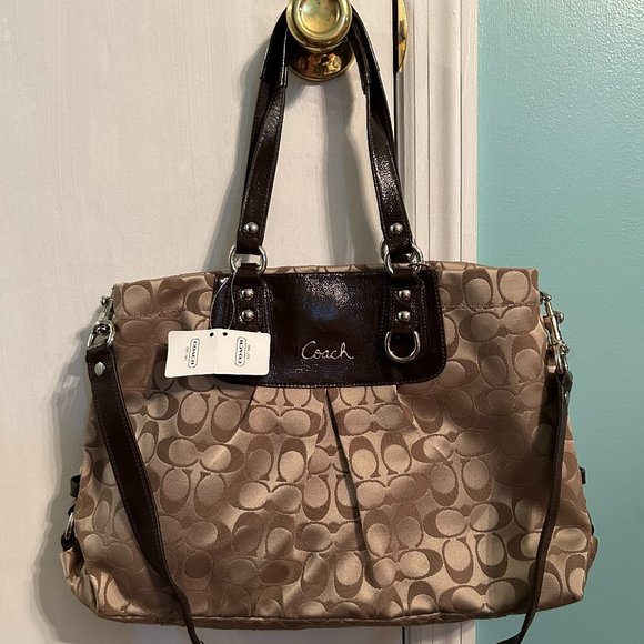 Coach NWT Vintage Ashley Signature Brown Carryall Shoulder Bag F15510 - Picture 1 of 10